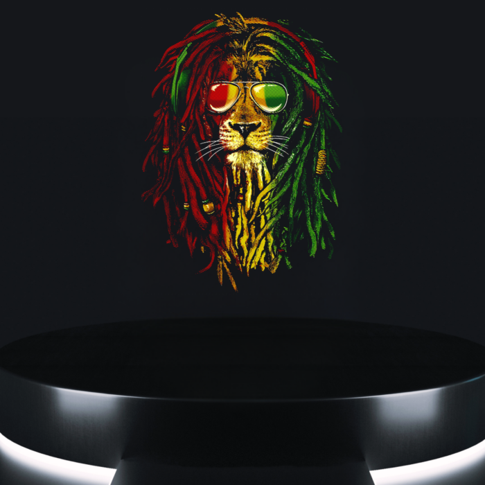 reggae lion tee rasta dreadlock lion artwork on black t-shirt