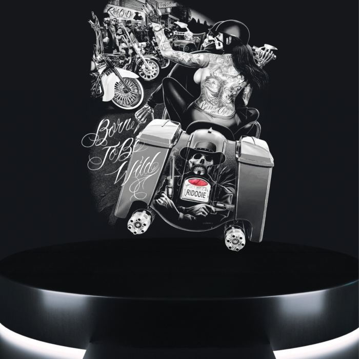 rebel biker tee retro freedom biker artwork on black t-shirt