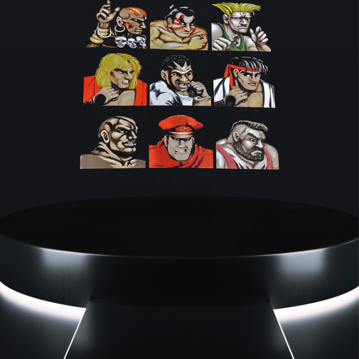 retro fighters tee classic arcade roster artwork on black t-shirt
