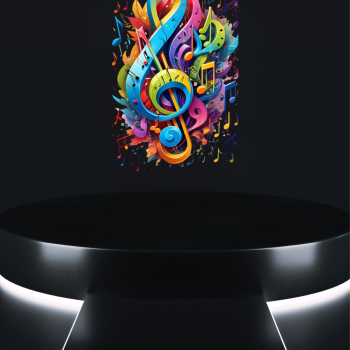 music rhythm tee vibrant abstract notes artwork on black t-shirt