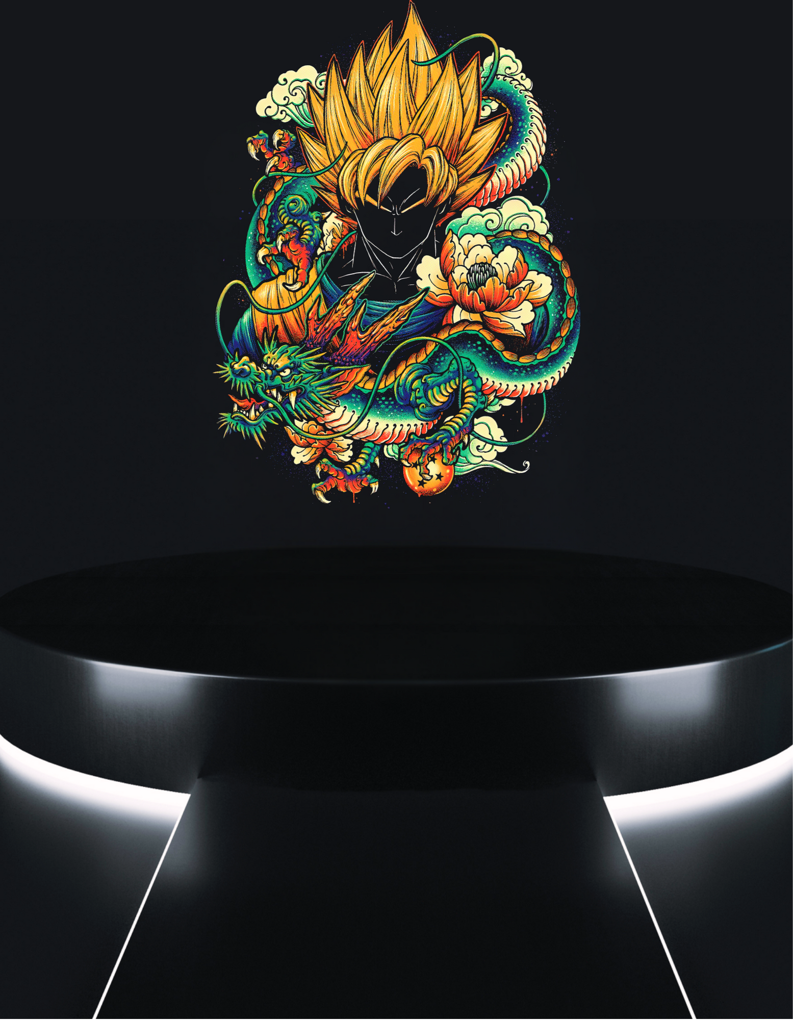 epic dragon tee colorful anime power artwork on black t-shirt