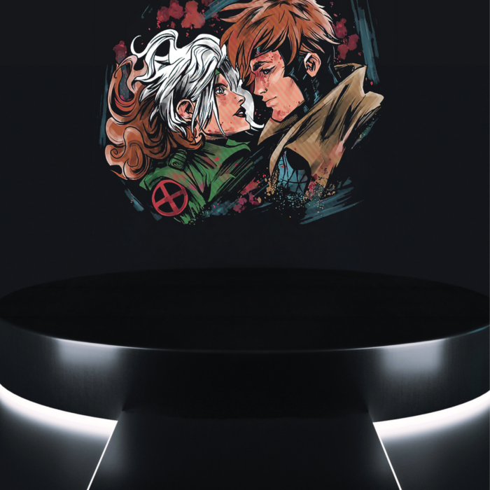 comic clash tee dark comic couple artwork on black t-shirt