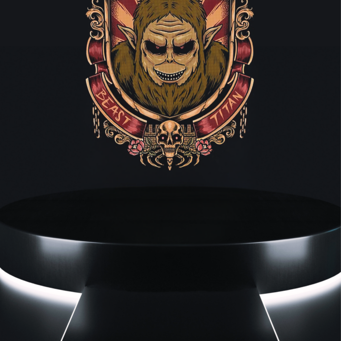 mythic beast tee dark gothic titan artwork on black t-shirt