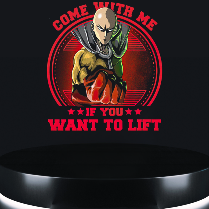anime gym tee motivational character lifting design