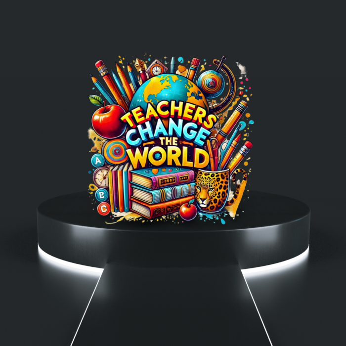 teacher impact tee colorful classroom inspiration artwork on black t-shirt