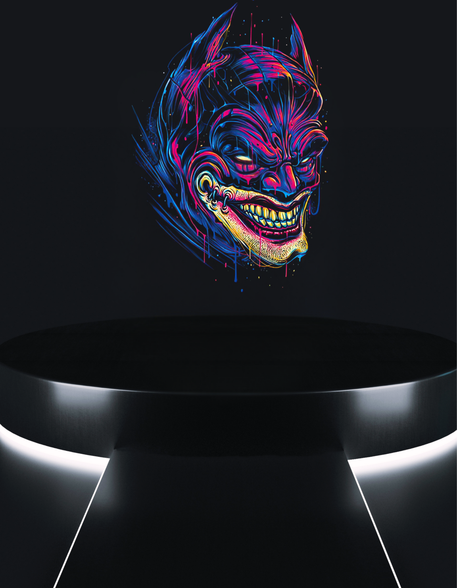 psycho grin tee dark neon villain artwork on black t-shirt