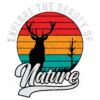 nature explorer t-shirt vintage sunset deer graphic design