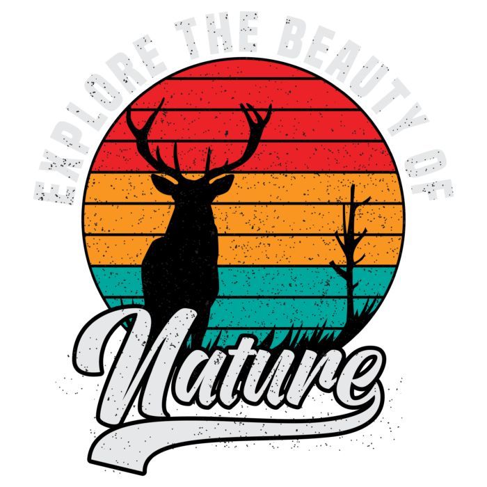 nature explorer t-shirt vintage sunset deer graphic design