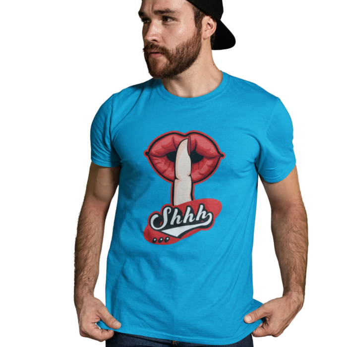 shhh pop art graphic tee close up