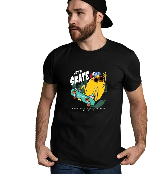skate monster tee cartoon skater character with skateboard NYC design