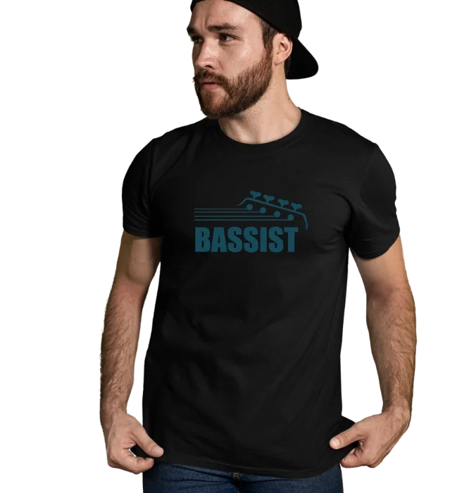 bassist musician t-shirt minimal music design