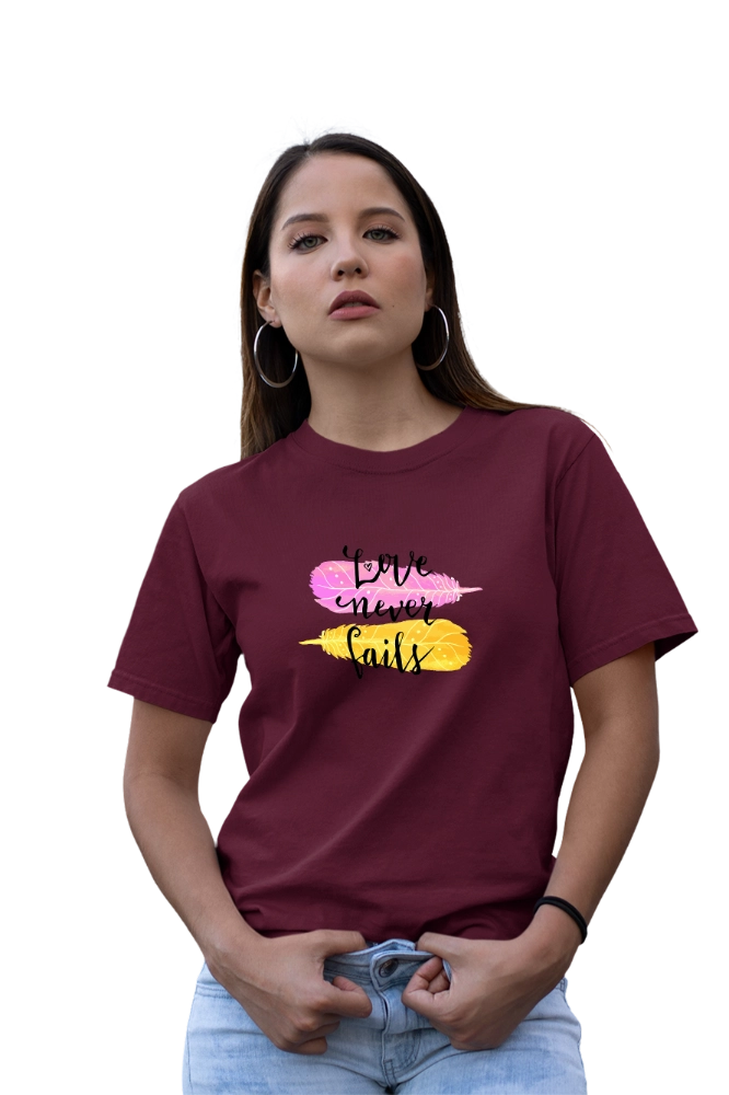 inspirational love never fails graphic tee design