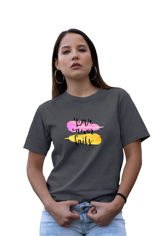 Love Never Fails T-Shirt – Inspirational Quote Graphic Tee – Premium Graphic Tee by InkyVibe