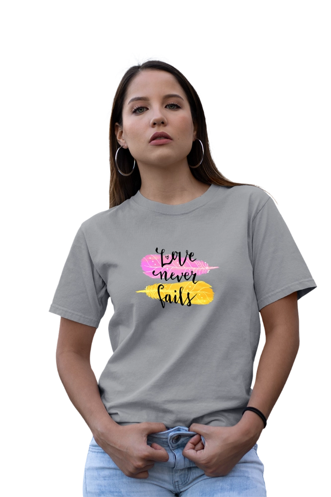 Love Never Fails T-Shirt – Inspirational Quote Graphic Tee – Premium Graphic Tee by InkyVibe