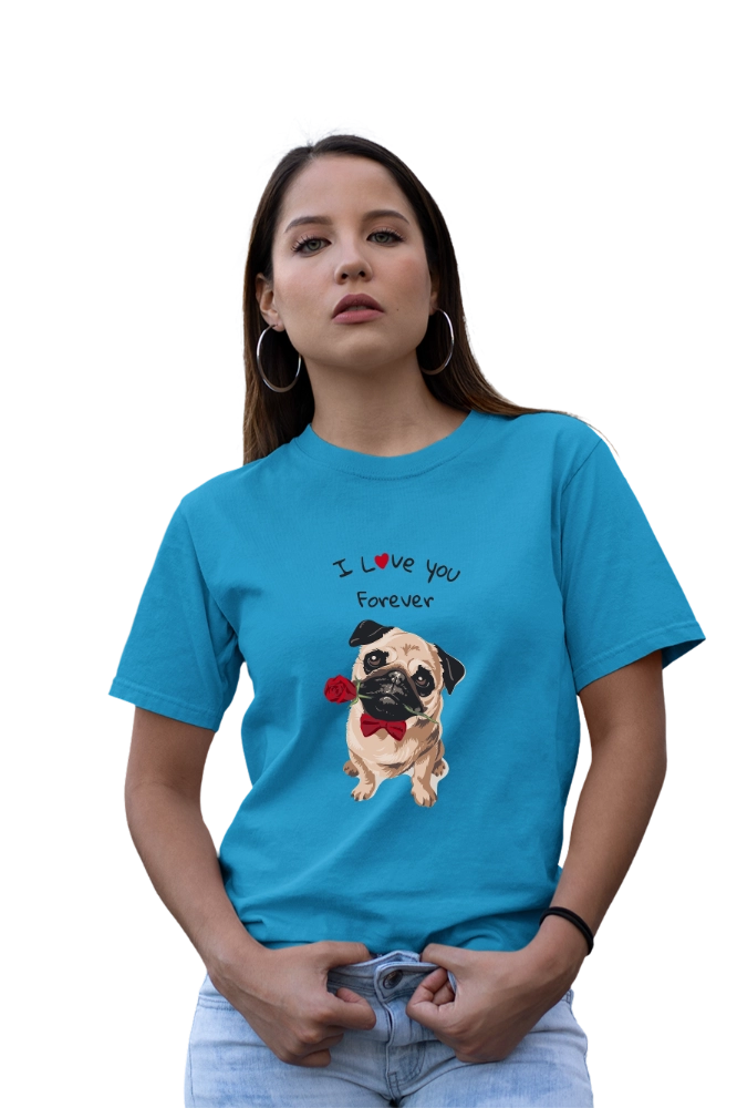 cute pug dog love graphic tee design
