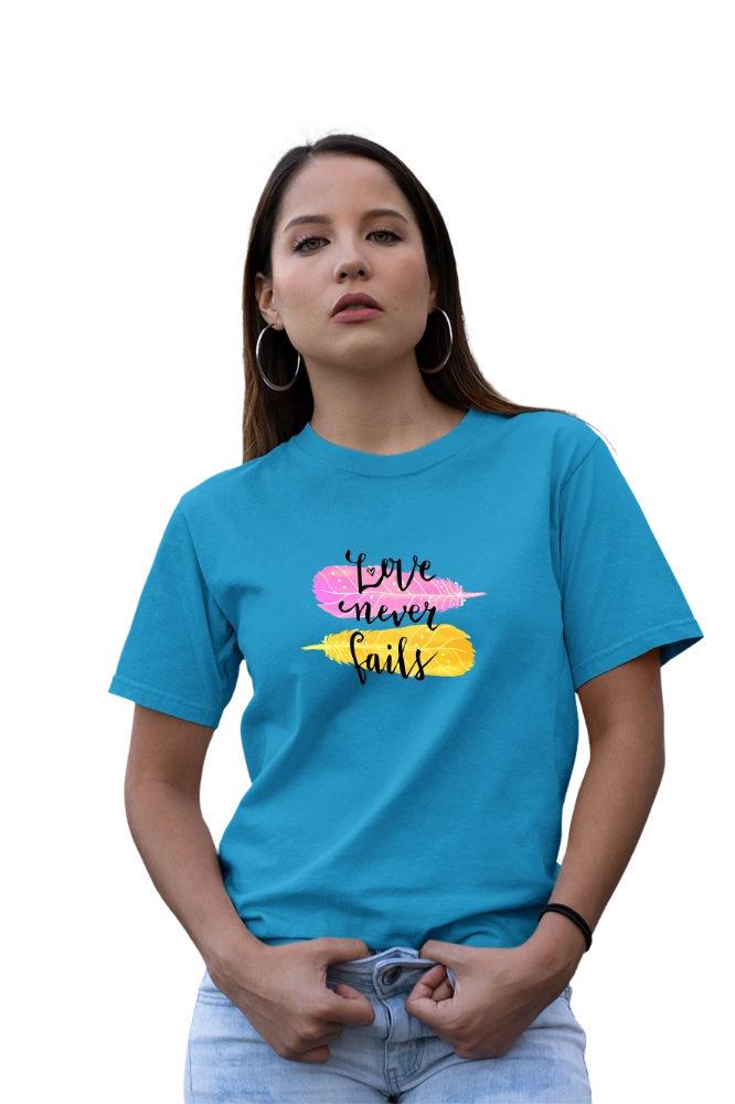 Love Never Fails T-Shirt – Inspirational Quote Graphic Tee – Premium Graphic Tee by InkyVibe