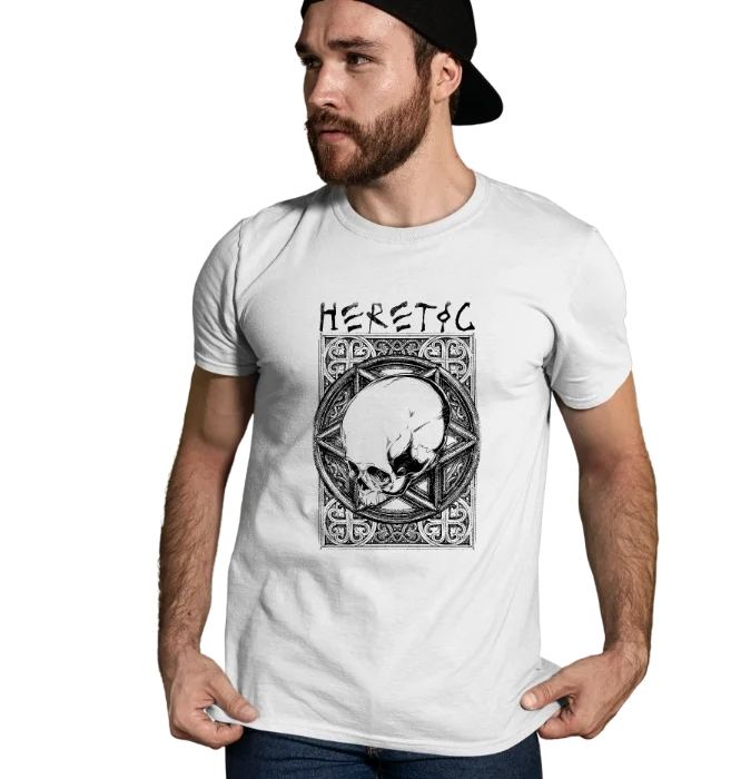heretic skull t-shirt dark occult skull graphic design