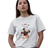 pug love t-shirt cute dog heart graphic design