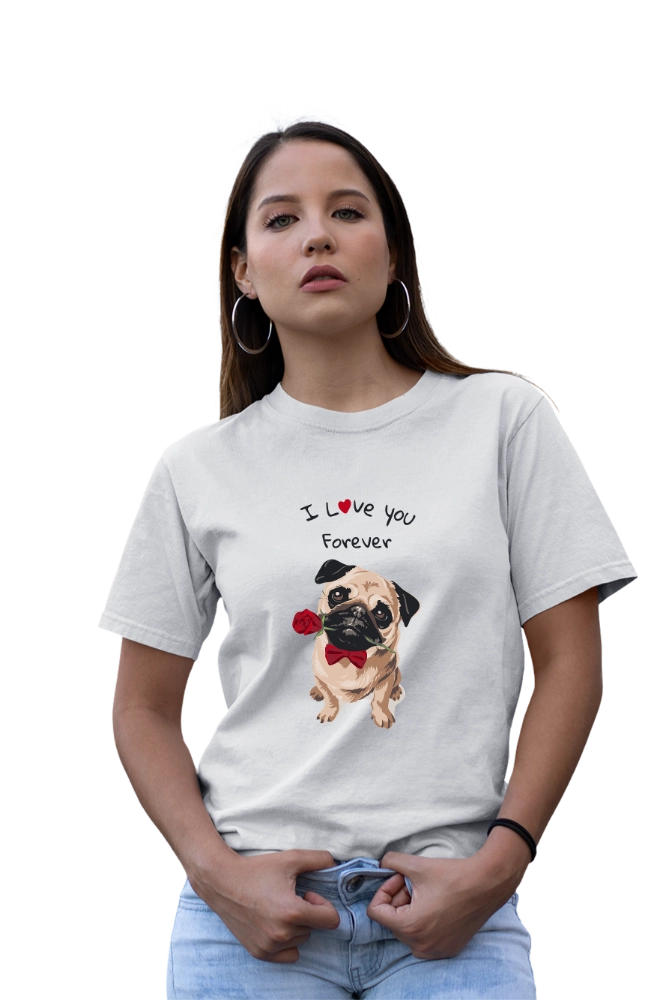 pug love t-shirt cute dog heart graphic design