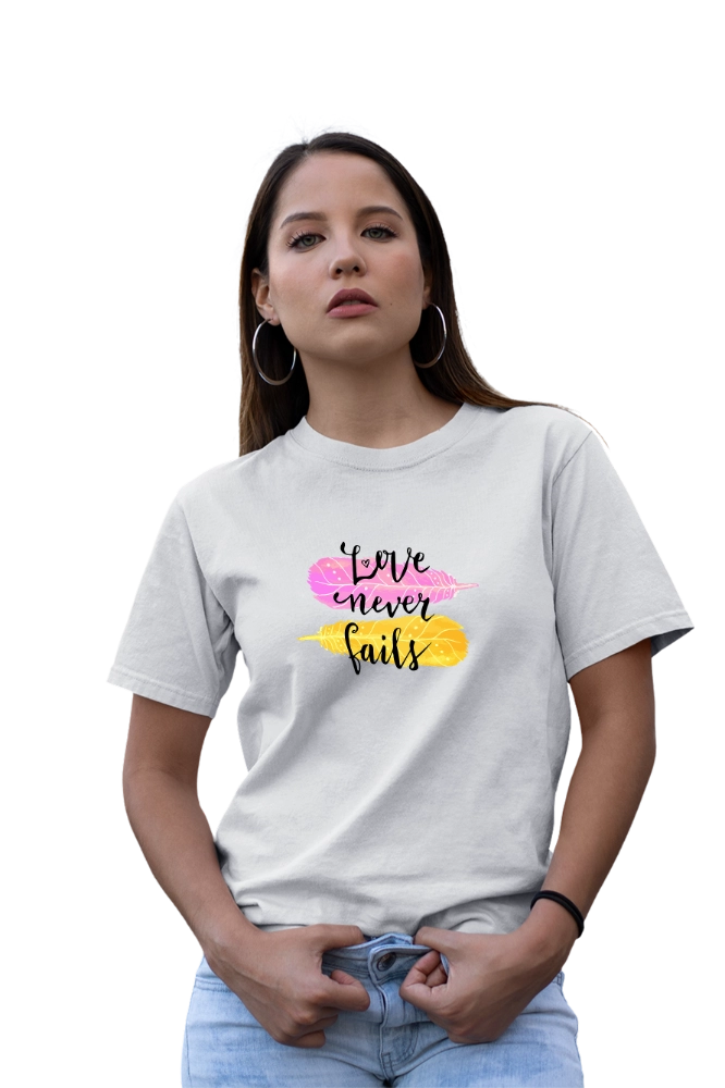 love never fails t-shirt inspirational quote graphic design