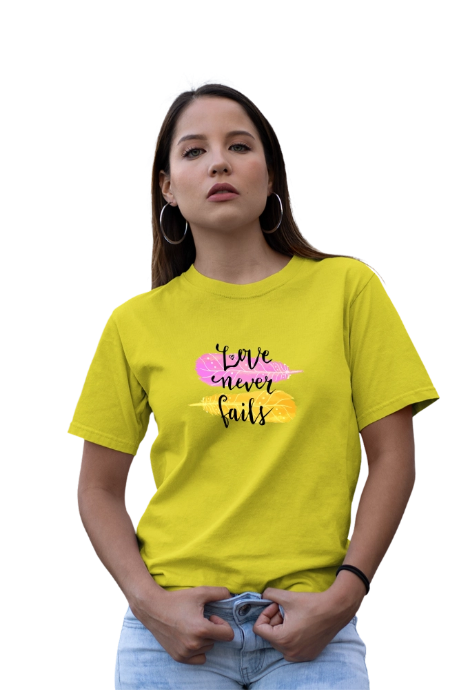 Love Never Fails T-Shirt – Inspirational Quote Graphic Tee – Premium Graphic Tee by InkyVibe