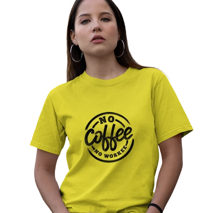 funny coffee lover graphic tee no coffee no workee design